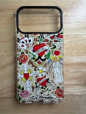 Ed Hardy Clear Tattoo-Print iphone pro max Case